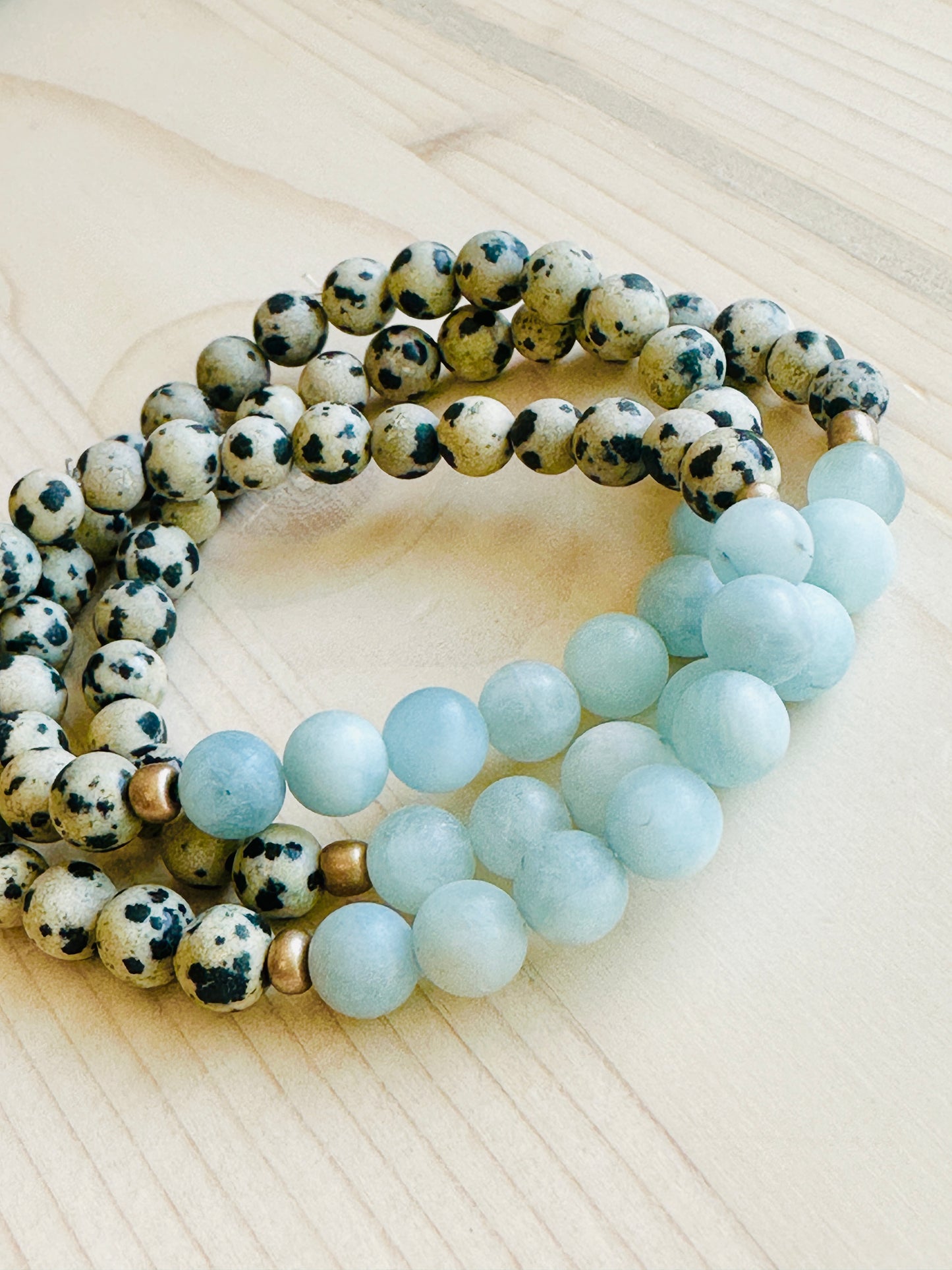 Multi Colored Stone Bracelets with black spots Handmade in the USA