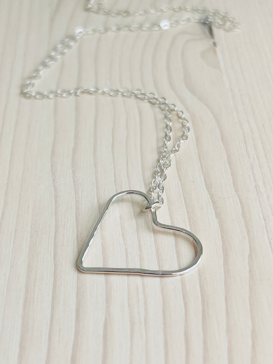 Silver Floating Heart Necklace