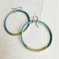 Metallic Light Blue Leather Hoops