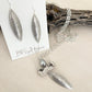 Taylor Necklace Handmade in USA displayed on top of driftwood with earrings
