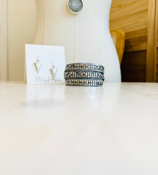 Twilight Wrap Bracelet and heart shaped earrings Handmade in the USA