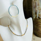 Metallic Light Blue Leather Hoops